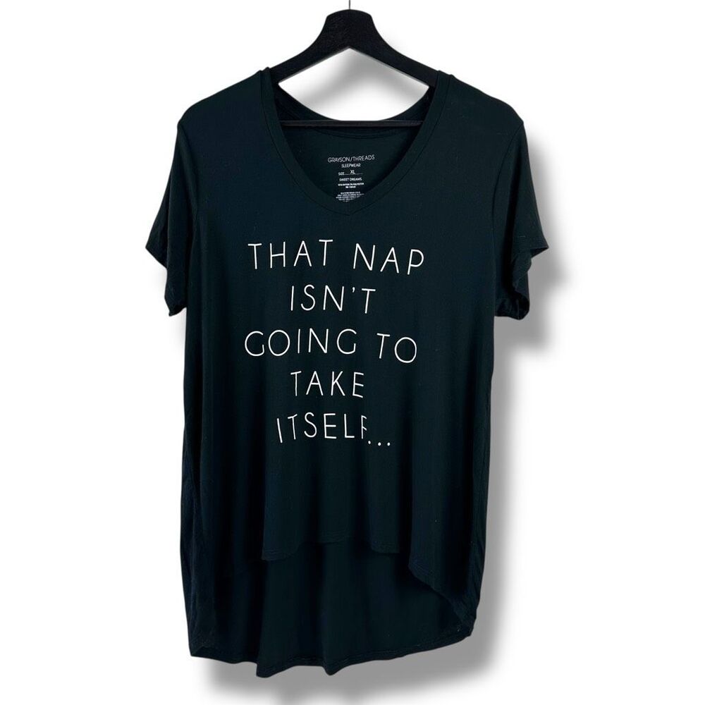 Grayson Threads Size XL Sleep Shirt That‎ Nap Won't Take Itself Black Pajama Tee